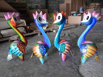 Emu Multi Colour Bali Metal Candle Holder